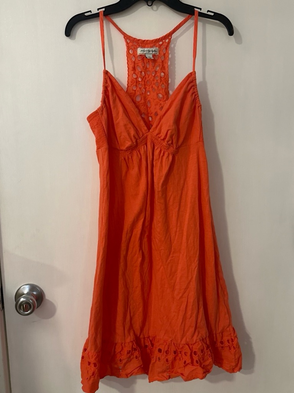 American Eagle Outfitters Orange Crochet-Back Sundress